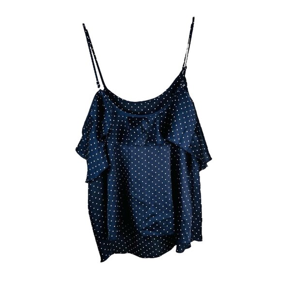 Victoria’s Secret Size Small Navy Polka Dot Top Flutter Off Shoulder Ruffle - Picture 2 of 5